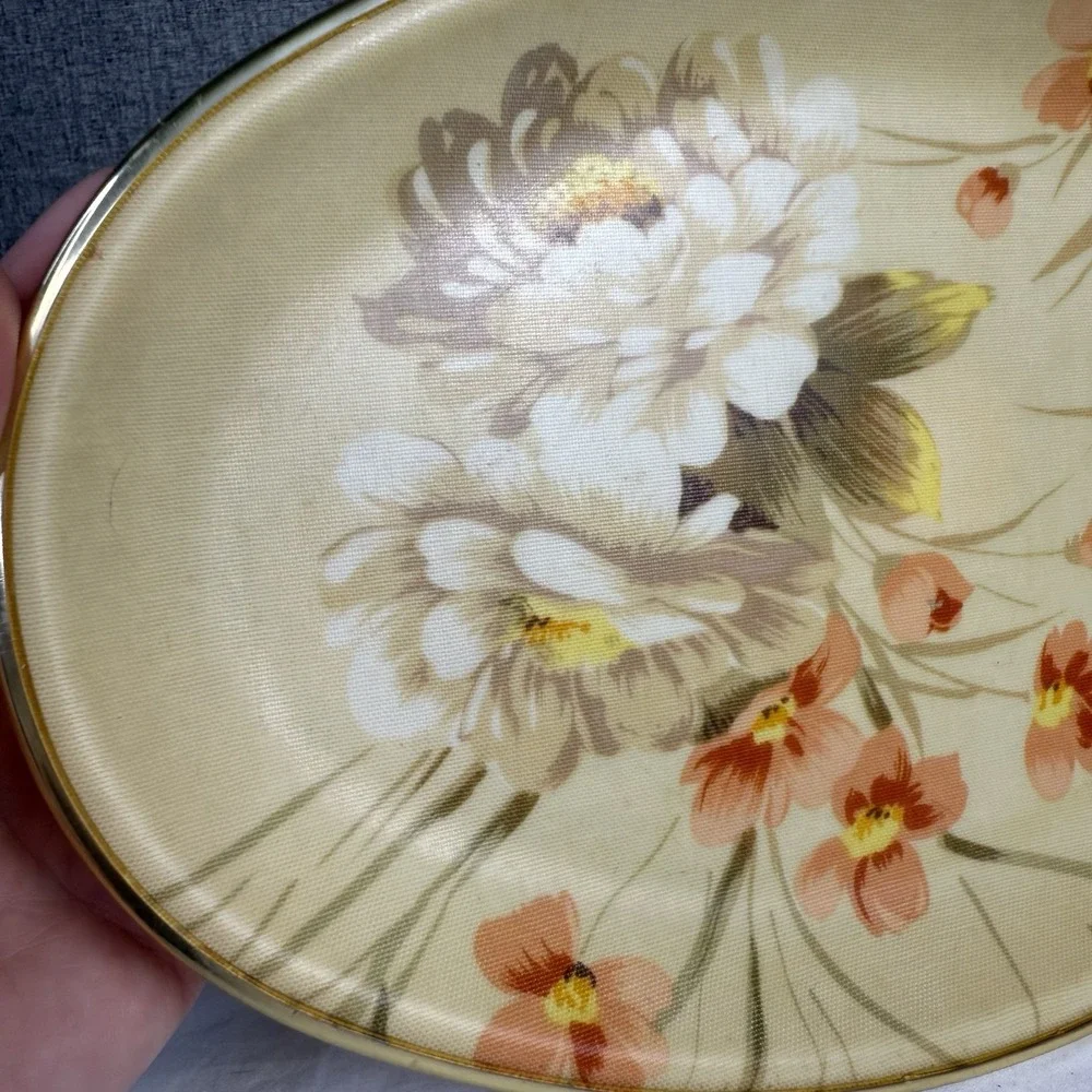 MCM DAE HO Korean Fiberglass Traymold Small Tray Autumn Pink Floral Thanksgiving